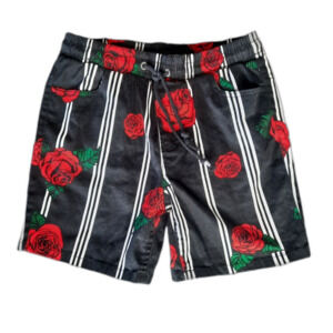 Drill Clothing Company Black Stripes Roses Shorts Size Medium